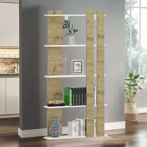 כוננית ספריה 5 מדפים דגם Nofar מבית Tudo Design - צבע לבן/חום